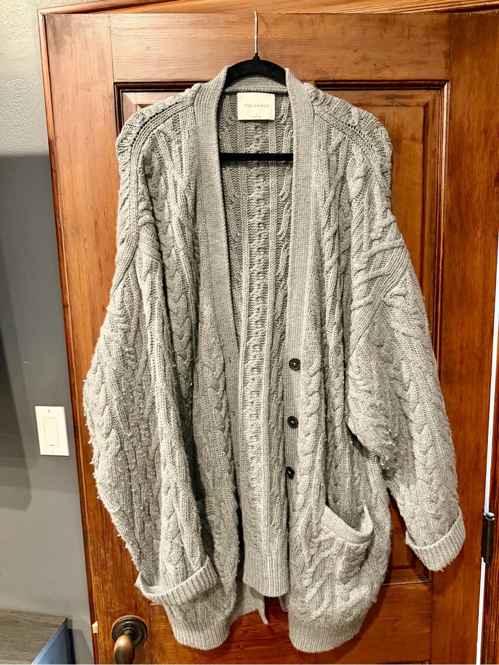 Aritzia Gray Cable Knit Shawl Collar Women's Cardigan